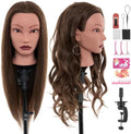 20" Mannequin Head Human Hair,100% Real Hair Mannequin Head,Cosmetology Human Hair Mannequin Doll Head for Hair Styling,Practice Braiding Styling Head with Table Clamp Suitable for Hair Extensions by NeverlandBeautyHealth