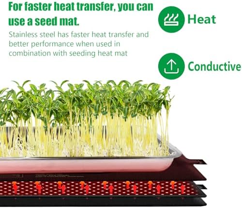 RooTrimmer 5 Pack Large Stainless Steel Seedling Trays, Heavy Duty Metal Water Catch Trays for Nursery Pots-Transplant, Seed Germination & Propagation Flats (17.5 inch×13.56 inch, 1.18" Height) - Image 3