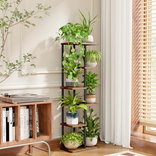 Bamworld Plant Stand 6 Tier Tall Shelf for Multiple Plants Brown - Image 6