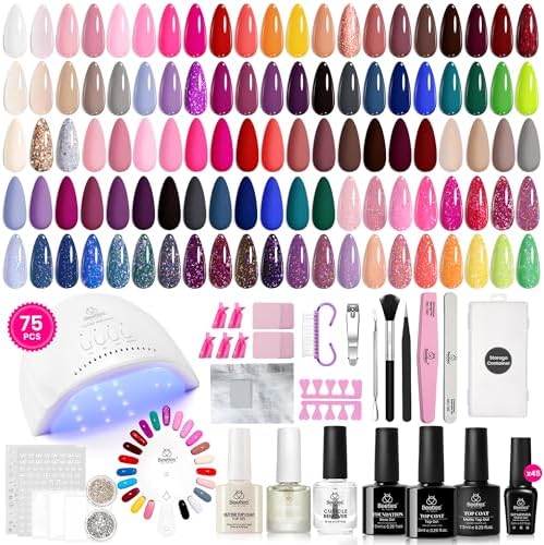 Beetles Gel Nail Kit with U V Light - 75PCS 45 Colors Gel Nail Polish Set by beetlesGelPolish