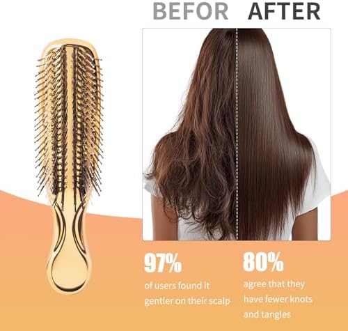Hair Brush for Women Plating color for Thick Curly Thin Long Short Wet or Dry Hair Adds Shine and Makes Hair Smooth Detangling Brush Scalp Massage Styling Portabl (gold) - Image 3