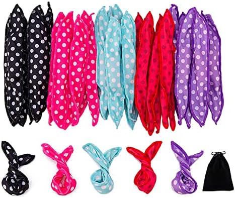 30 Pieces Hair Curler Rollers DIY Night Sleep Foam Hair Styling Tools Flexible Soft Sponge Pillow Curlers Rollers With Storage Bag (5 Colors) by peonyman