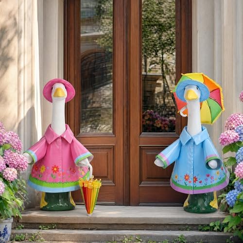 DECOHS 2 Set Raincoat Porch Goose Outfits, Summer Lawn Goose Statue Cloth - Image 5