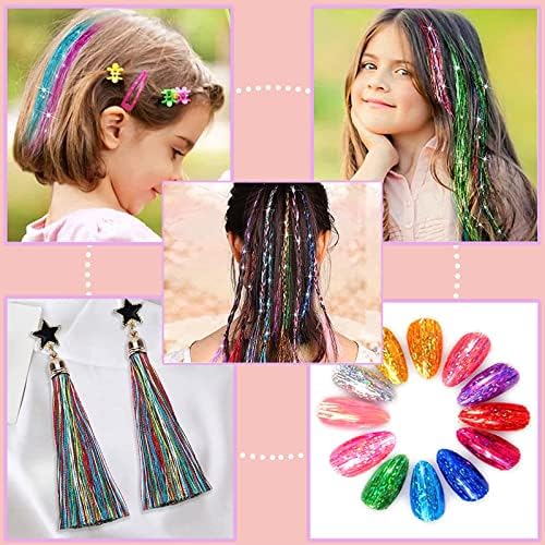Hair Tinsel Kit, 20 Colors Glitter Tinsel Hair Extensions with Tools - Image 5