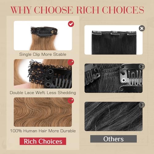 Rich Choices Clip In Hair Extension Real Human Hair-Wave/Curly 6 Pcs Single Clip Hairs Extension for Women-Invisible Mini Clips in Hairpieces for Thin Hairs-14 Inch #6 Light Brown - Image 5