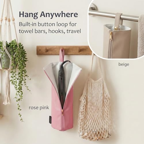 2PCS 2-in-1 Hot Tool Mat & Holder, Heat Resistant Curling Iron Holder, Portable Flat Iron Storage Organizer with Hanging Loop & Accessory Pocket for Bathroom, Vanity, Travel - Image 5