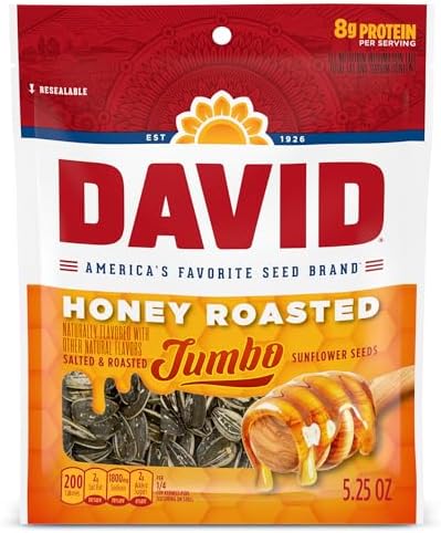 DAVID Jumbo Sunflower Seeds, Honey Roasted Flavor, 5.25 oz. by DAVID