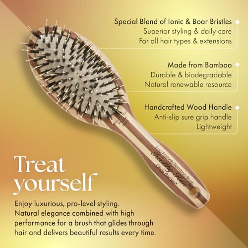 Olivia Garden Healthy Hair Eco-Friendly Bamboo Ionic Paddle Hair Brush - Image 3