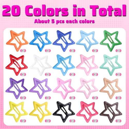 100PCS Colorful Star Hair Clips,1.18Inch Y2K Star Hair Accessories Barrette - Image 3