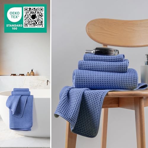 MICROFI New Microfiber Waffle Bath Towels, 3 Pieces, Oversized, Soft, Absorbent, Fast Drying, Lint Free, Includes Bath, Face and Hand Towels 430 GSM - Image 4