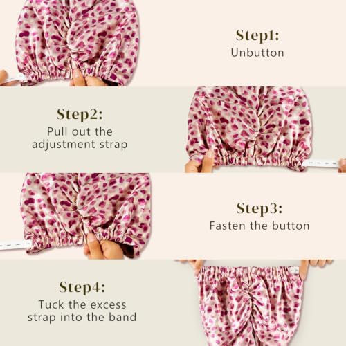 ZIMASILK 22 Momme 100% Pure Silk Bonnet for Sleeping, Leopard Pink/Purple - Image 6