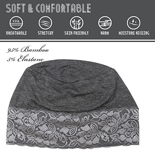 Lace Beanie Sleep Caps Head Coverings for Women Hair Loss - Image 2