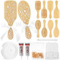 12 Set Wooden Hair Brush Decorating Kit, Classic Style, White by Acellegic