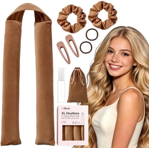 LitBear Jumbo Heatless Curls Overnight Set for Long Thick Hair, Black by LitBear