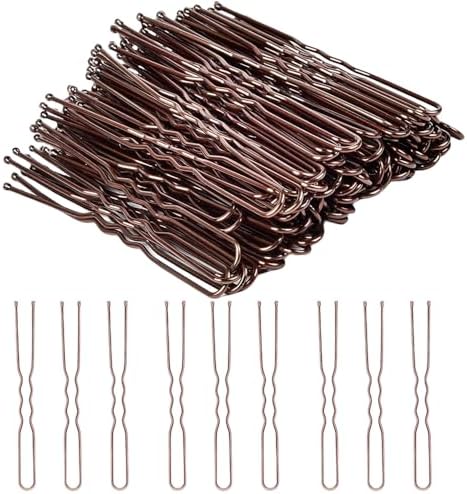 2.4 Inch U Shaped Brown Hair Bobby Pins Metal Clips Twisted Curved Ball Tips Non-slip Decorative Thick Long Short Women Girls Nickel Free Hairdressing Wedding Accessories with Case 100 PCS by Pagabach