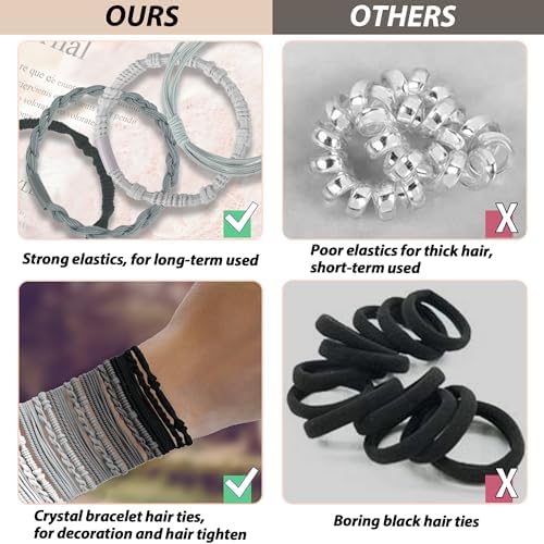 KANPRINCESS 20PCS Boho Hair Accessories, Elastic No-Damage Hair Ties, Cute Bracelets for Women and Girls - All Day Hold for Thick, Thin Hair, and Ponytails - Image 3