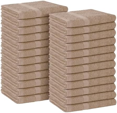 Avalon Towels Salon Towel - Beige Hand Towels Bulk Pack of 24 - 100% Cotton Absorbent Spa, Facial & Gym Towel for Working Out - 16x27 Inches (Not Bleach Proof) by AvalonTowels