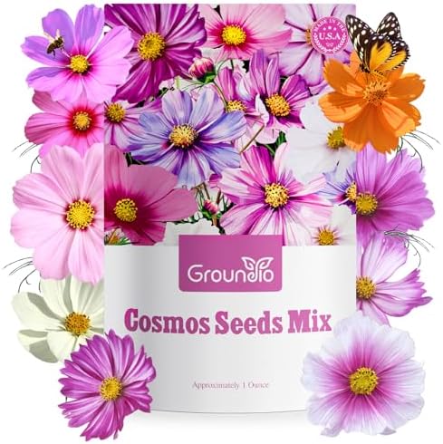Groundio Cosmos Seeds, 7 Varieties Mix, Over 5000+ (1 OZ) Flower Seeds by Groundio