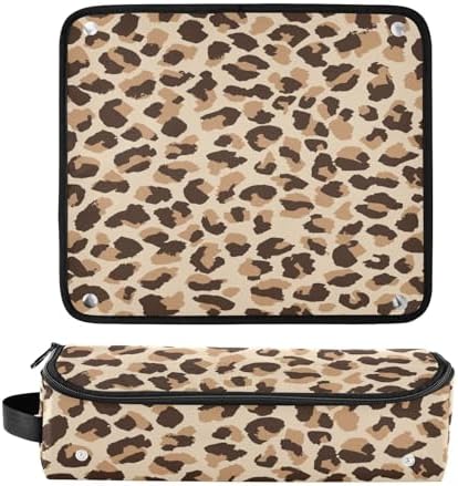 Hair Tools Travel Bag with Heat Resistant Mat 2-in-1 Hot Tools Travel Bag Organizer Flat Curling Iron Travel Case for Straightener Leopard Print Brown - Image 3