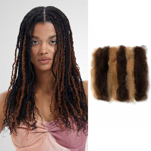 QVR Afro Kinkys Bulk Human Hair for Dreadlock Extensions Repair Locs, Twist Braiding Afro Kinky Human Hair for Locs 1 Pack 50 Gram Highlight Color - Image 5
