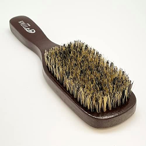 Titan Spin Wave Brush 1pc Wooden Brush for Men Firm Bristles for Coarse Hair. Use for Smoothing, Wave Styles, Soft on Scalp, Club Handle by TITAN