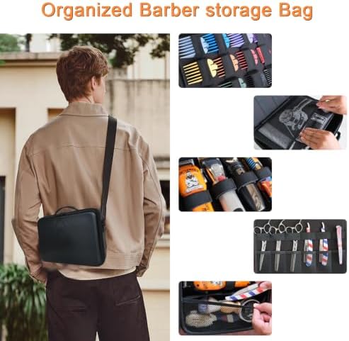 Professional Barber Case with Shoulder Strap, Hard Shell Travel Barber Bag for Clippers and Supplies, Shockproof Clipper Storage Case， Sleek Alternative to Barber Supplies Backpack (Case Only, Black) - Image 3