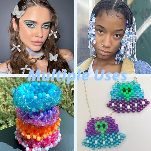 Hair Beads for Braid 100PCS Satin Small Hair Bows 2 Size Embroidery Butterfly Hair Clips Acrylic Pony Beads Loc Dreadlock Kits for Women and Girls - Image 6