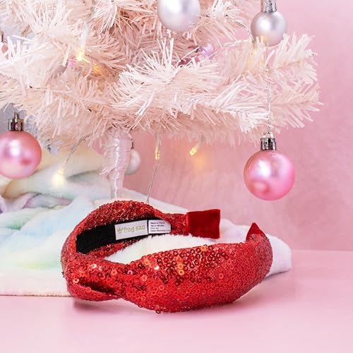 FROG SAC Knot Headband for Girls - Red Sequin Knotted Hair Bands Accessories for Kids, Sparkly Little Girl Headbands for Children, Holiday Christmas Valentines Sparkle Hairbands for Tweens - Image 7