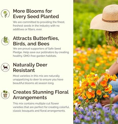 Eden Brothers Rugged Beauty Flower Mixed Seeds for Planting, 5 lb, 2,400,000+ Seeds with Cornflower Tall Blue, Candytuft | Attracts Pollinators, Plant in Spring or Fall, Zones 3, 4, 5, 6, 7, 8, 9, 10 - Image 4