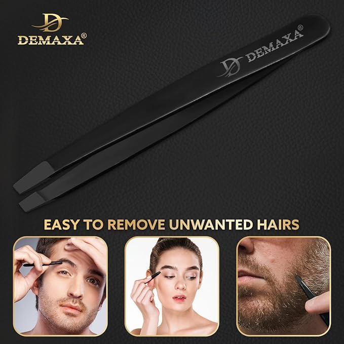 DEMAXA Premium Black 5.5" Hair Cutting Scissors with Tweezers, Beard Comb and Mustache Comb - Professionally Sharpened for Precision Trimming, Mustache Scissors, Beard Shears - Grooming scissors men - Image 4