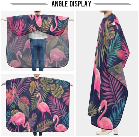 Blueangle Palm Leaf Flamingo Barber Cape - Waterproof Salon Polyester Cape for Home Use, 55x65 Inch - Image 2