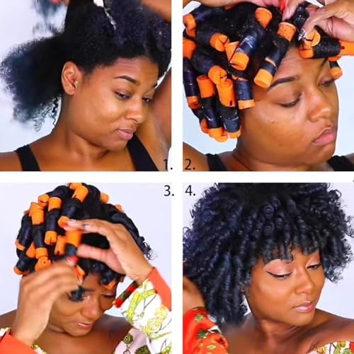 40 Pieces Orange Plastic Perm Rods for Natural Hair Heatless Hair Rollers for Women Hair Roller Curler Styling Tool - Image 6
