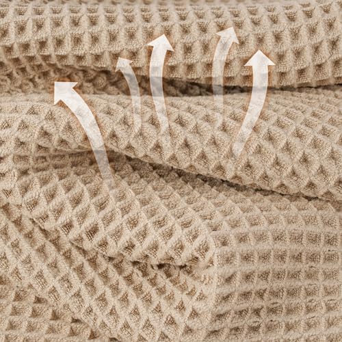 Microfiber Waffle Face Towels, 4 Pieces, Soft, Absorbent, Fast Drying, Lint Free 430 GSM (Beige) - Image 2