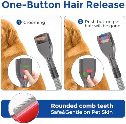 Dog Hair Grooming Brush Vacuum Attachment for 1" to 1-3/4" Various Size Vacuum Cleaners, Pet Shedding Tool with Extension Hose, Adapter and Storage Bag - Image 4