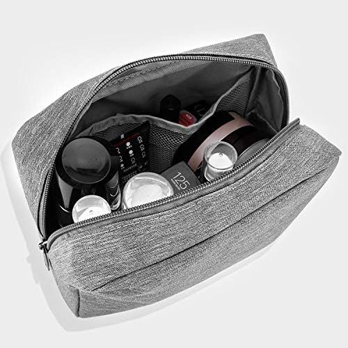 E-Tree Makeup Bag, Big Travel Make up Pouch, Zipper Large Cosmetic Brush Skin Care Case, Toiletry Bags for Traveling Women Man,Tech Electronic Organizer,Small Canvas Storage for Personal Items,Grey - Image 5