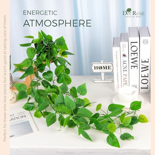 Der Rose 34" Fake Hanging Plant Artificial Pothos Vines Office Shelf Decor - Image 2