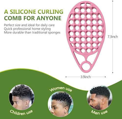 KOUPA Magic Silicone Curly Hair Brush, One Piece Twist Curl Comb for Afro Curls, Washable Hair Tool for Men Women, Pink, 2 Pieces - Image 3