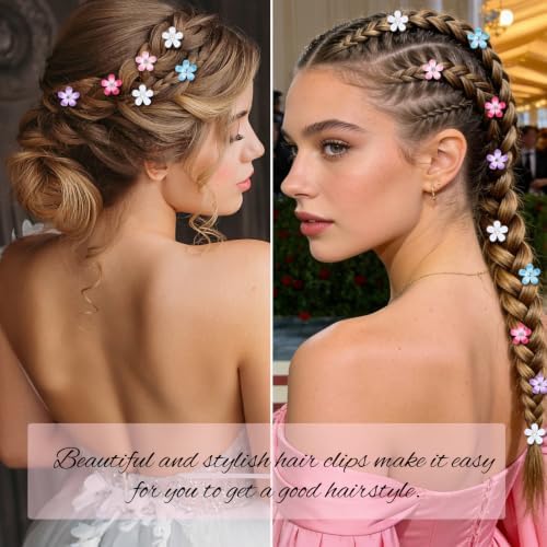 YISSION 20Pcs Mini Gradient Flower Rhinestone Hair Clips Women Girls - Image 2