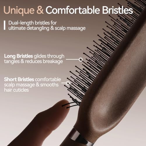 Hair Brush for Men, Detangling& Styling Hairbrush with Dual-Length Bristles - Image 5