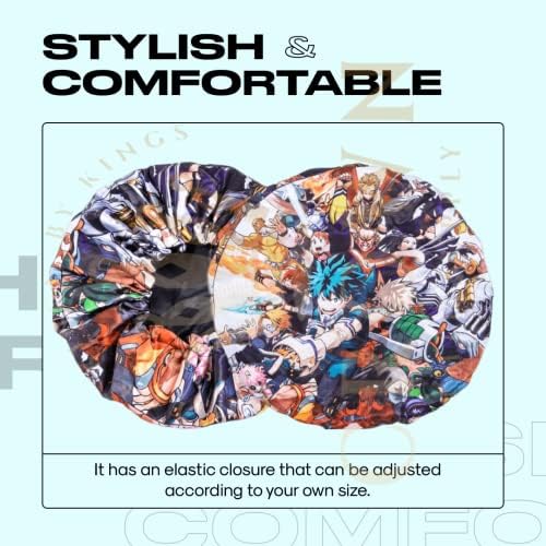 Large Silky Design Anime Bonnet with Elastic Soft Band Adjustable for Women and Men, Comfortable Satin Fabric, Heroo B - Image 5