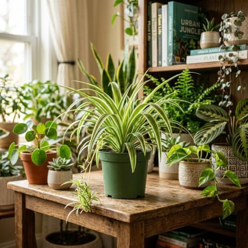 Live Spider Plant in 4 Inch Pot, Variegated Trailing Houseplant, Easy Care Indoor Plant - Image 2