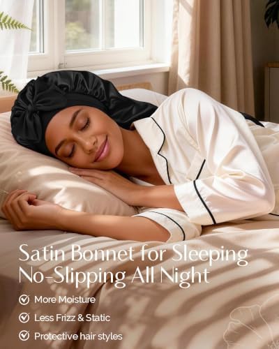 YANIBEST Double Layer Extra Long Bonnet, Adjustable Satin Sleep Bonnet - Image 3