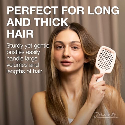 Janeke Superbrush Detangling Brush for Soft Smoothing Hair Brushing with Anti-Static Bristles - Vented Wet Hair Brush for Blow Drying Use - Perfect for Curly, Thick, Wavy, Fine Hair Types (Soft Pink) - Image 7