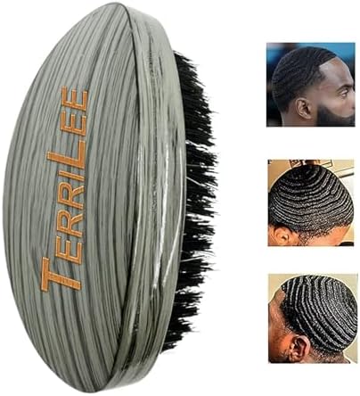 Premium Palm Wave Brush for Men 360 - Medium Hard Curved 360 Wave Hair Brushs - Made with Nature Beech & Nylon Boar Bristle Men's Hair Brush For Black Men 360 (Gery wood grain) - Image 6