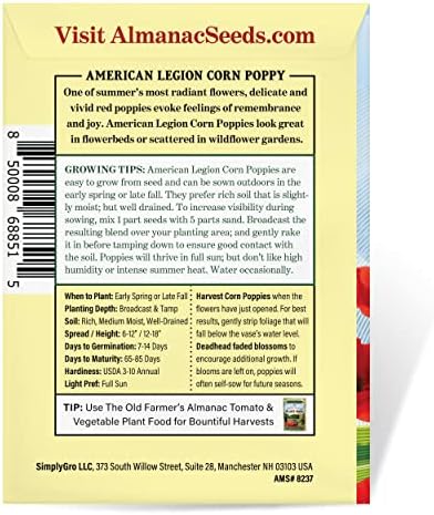 The Old Farmer's Almanac Poppy Seeds (American Legion) - Approx 5000 Flower Seeds - Premium Non-GMO, Open Pollinated, USA Origin - Image 4