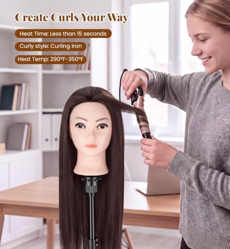 30" Mannequin Head Human Hair, 80% Real Hair Mannequin Head with Clamp - Image 6