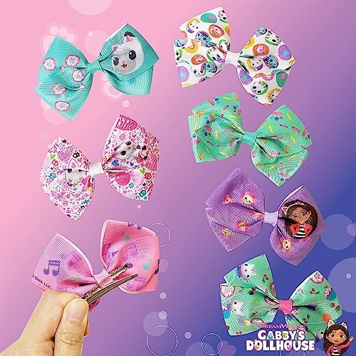 Gabby's Dollhouse Hair Bows - Hair Accessories Gift Set - 7 Pcs 4 Inch Bundle for Girls Different Character on each Hair Clip Kids Bow - Alligator Clip - Ages 3 + - Image 6