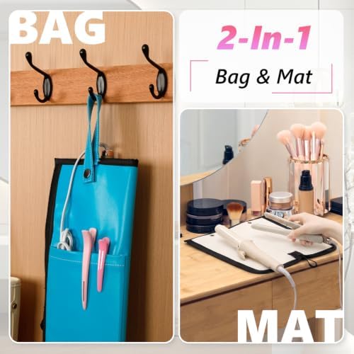 2-in-1 Heat Resistant Mat & Storage Bag with Pocket for Hair Tools - Image 5