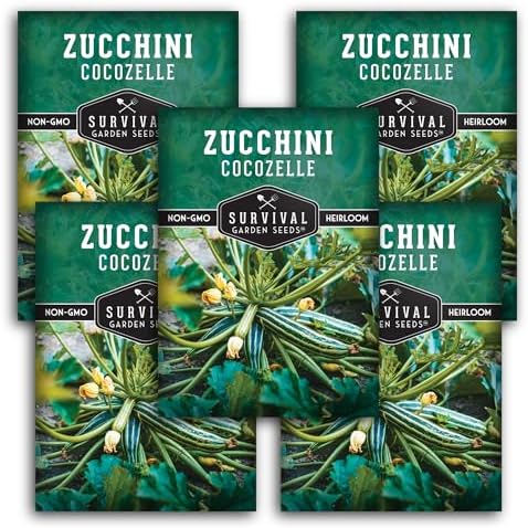 Cocozelle Zucchini Seeds for Planting - 5 Packs by SurvivalGardenSeeds