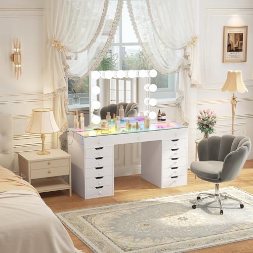VANITII Vanity Mirror with Lights and 12 G95 Blubs Lights 32"* 23" Large Hollywood Makeup Mirror with Bluetooth Speaker and Wall-Mounted Dimmable 3 Modes Light for Bedroom Desktop - Image 5